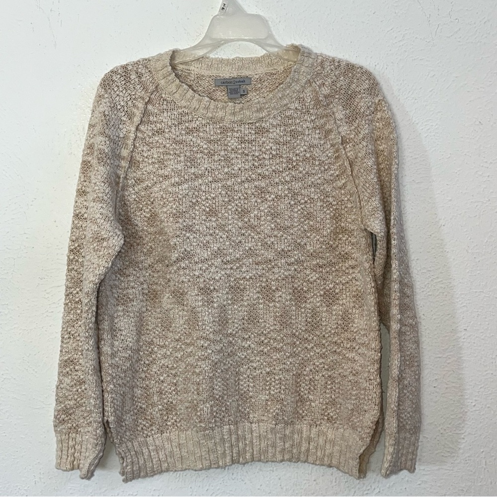 Carbon 2 Cobalt oatmeal knobby knit pullover sweater